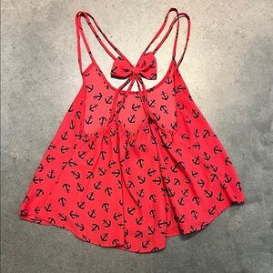 Rue21 Coral Anchor Print Flyaway Top M